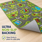 Car Rug, City Road Playmat, Town City Map Carpet, Ultra Non-Slip Washable Play Mat, 60" x 40"
