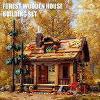 TYCOLE Wood Cabin Building Blocks Set with Lights for Adults and Girls 8-12