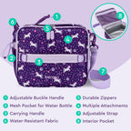 Kids Insulated Lunch Bag and Stainless Steel Lunch Box Set (Unicorn)