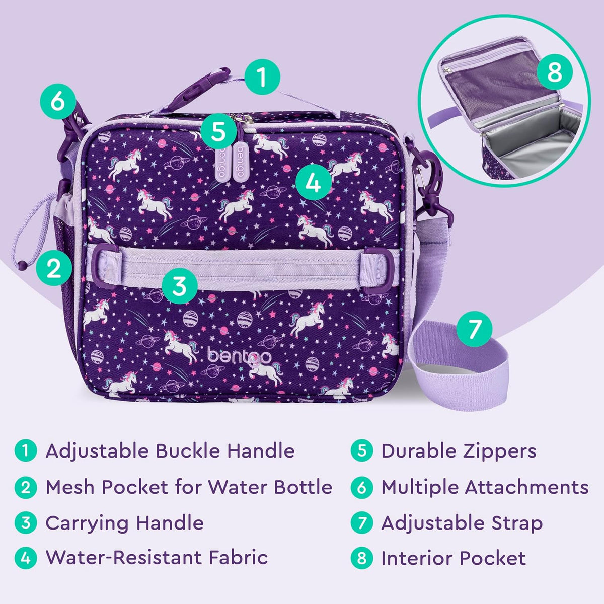 Kids Insulated Lunch Bag and Stainless Steel Lunch Box Set (Unicorn)