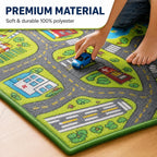 Car Rug, City Road Playmat, Town City Map Carpet, Ultra Non-Slip Washable Play Mat, 60" x 40"