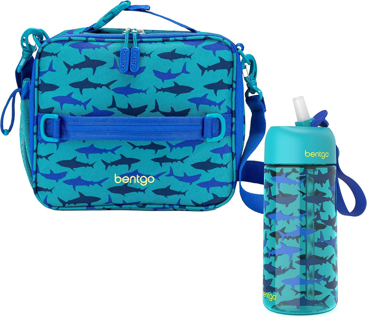Kids Lunch Bag Set Water Bottle - New & Improved 2023 (Shark)