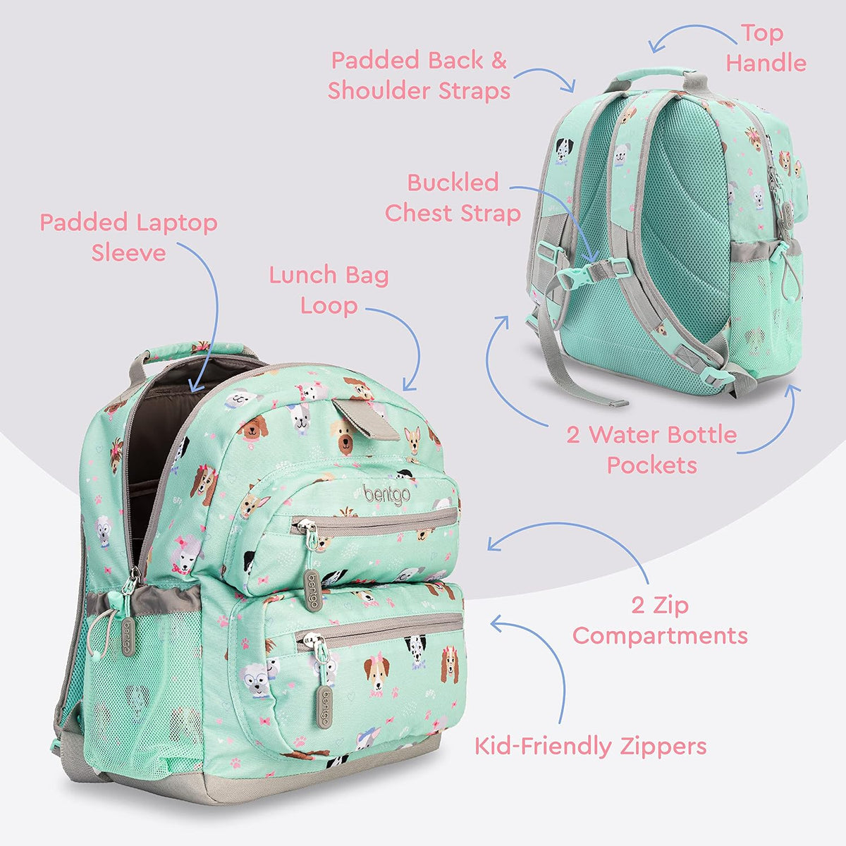 Kids 14” Backpack Set With Kids Prints Lunch Box