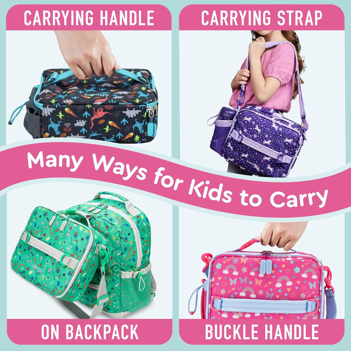 Kids Insulated Lunch Bag and Stainless Steel Lunch Box Set