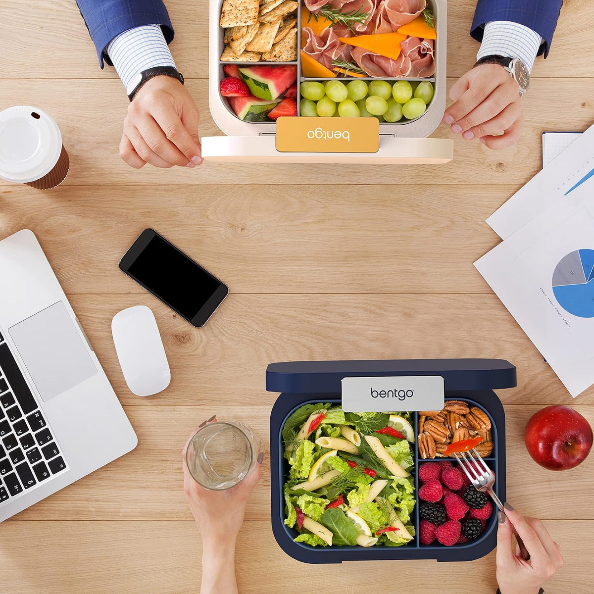 Modern Bento-Style Lunch Box Set With Reusable Snack Cup