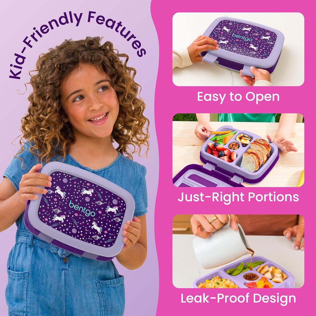 Kids Prints Leak-Proof 5-Compartment Bento Lunch Box