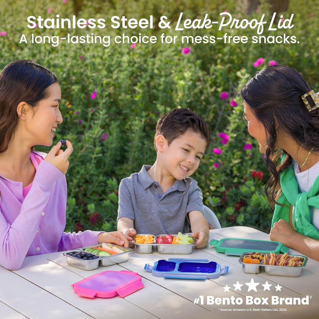Stainless Steel Snack Box, Leak-Proof, 2 Compartments, 2-Cup Capacity