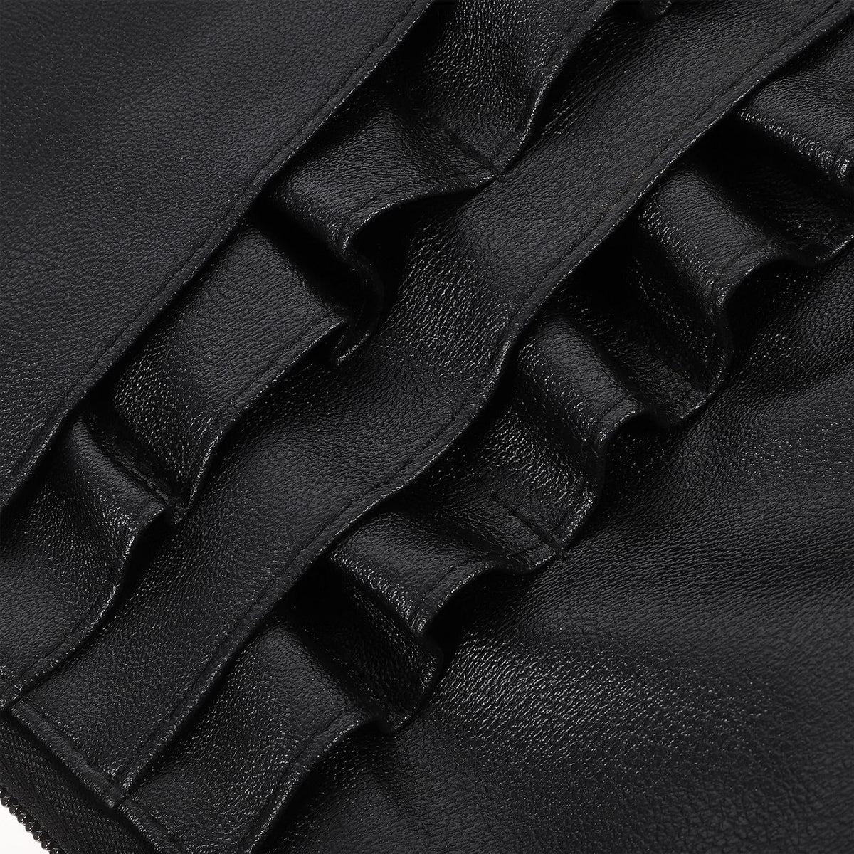 Large Cosmetic Makeup Brush Bag, PU Leather Waist Organizer with Belt Strap Compact Black Design, Lightweight Carry, Adjustable Strap, Zipper Closure, Portable Travel Storage