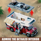Camper Van Building Set, 880 PCS Beach Camping RV with LED Lights