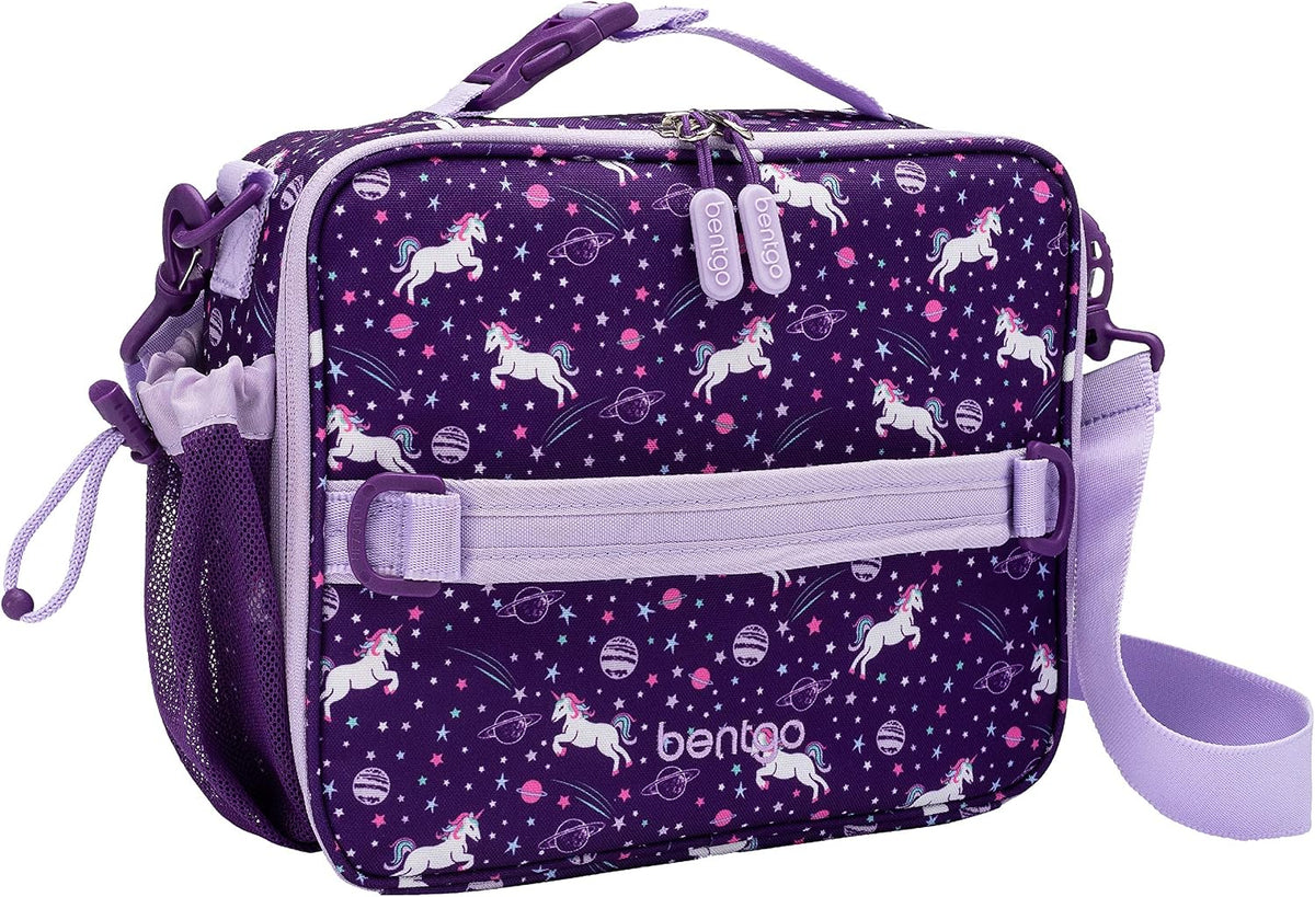 Prints Insulated Lunch Bag Set With Kids Bento-Style Lunch Box and 4 Reusable Ice Packs (Unicorn)