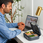 Modern Bento-Style Lunch Box Set With Reusable Snack Cup (Dark Gray)