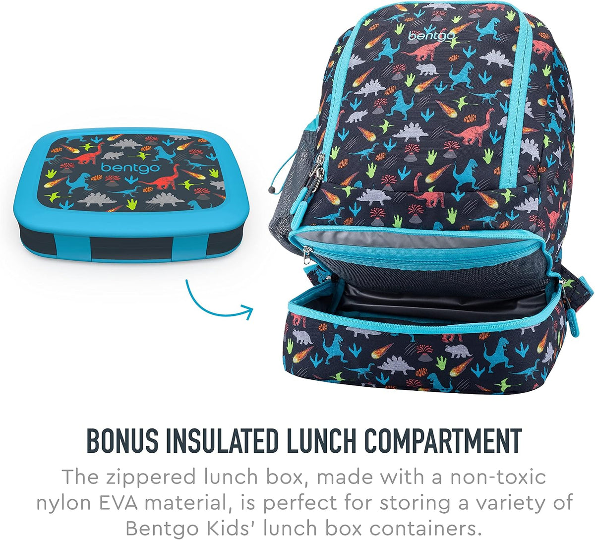 2-in-1 Backpack & Insulated Lunch Bag Set With Kids Prints Lunch Box
