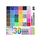 40,000 Pcs Resin Jelly AB Rhinestones Kit, 30 Colors 3mm (SS12) Flatback Rhinestone Set with B7000 Glue & Tools – 14-Facet Loose Gems for DIY Crafts, Nail Art, Tumblers, Shoes & Clothes