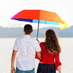 Rainbow Automatic Compact Travel Folding Umbrella - Large 44 Inch Canopy Arc, Windproof 9 Rib Fiberglass Frame, One-Touch Auto Open Close Portable Weather Shield for Men Women