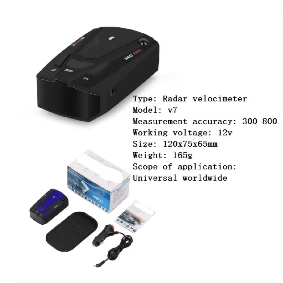 V7 Car Radar Detector, 360° Laser Speed Detection, 16-Band Voice & LED Alerts, City & Highway Modes