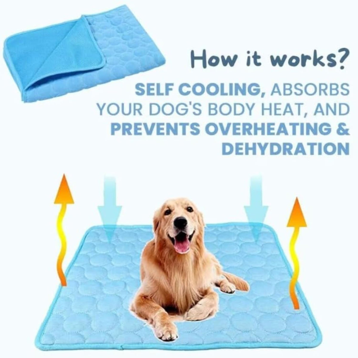 Dog Cooling Mat Gel-Free Washable Self Cooling Pad for Large Dogs & Cats