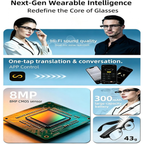 Smart Camera Glasses, 8MP HD Video, 1080P/30FPS, Open-Ear Audio, Bluetooth Wearable