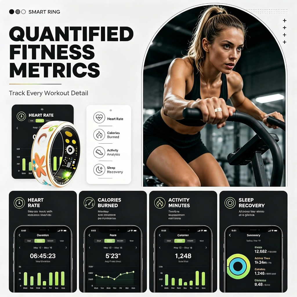 Smart Ring for Women and Men, Health Fitness Tracker with Sleep Monitor