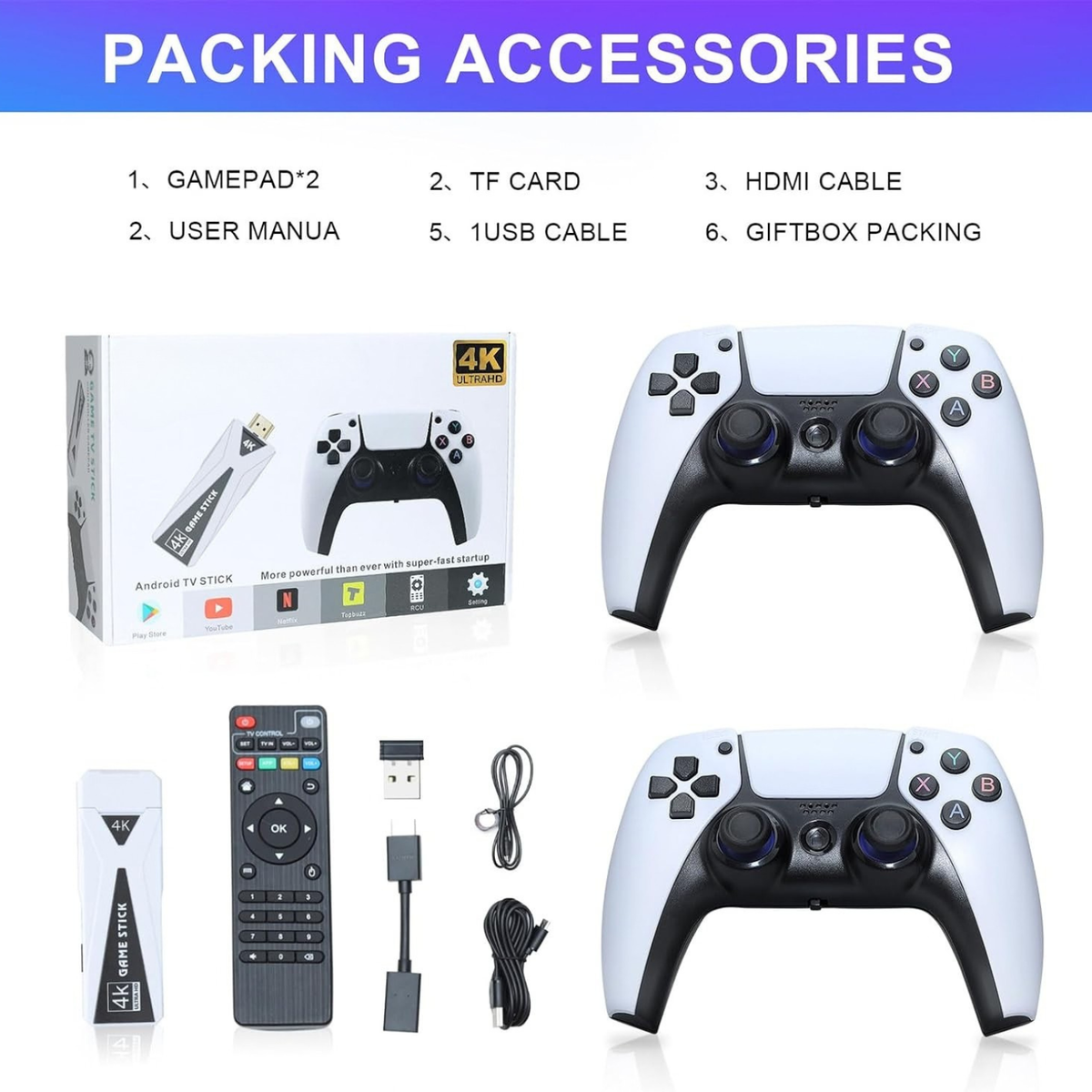 U10 Game Console with 10000 Games, 4K HDMI, Wireless Controllers