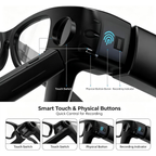 T200C Smart Glasses with Camera, 800W 1080P Video Recording, AI Stabilization