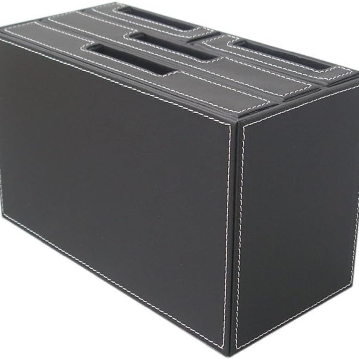 4-Drawer Leather Desktop Organizer Box, PU Leather Mini Storage Drawer Case, Office Desk Countertop Organizer Caddy for Stationery, Bills, Jewelry, Crafts, Accessories
