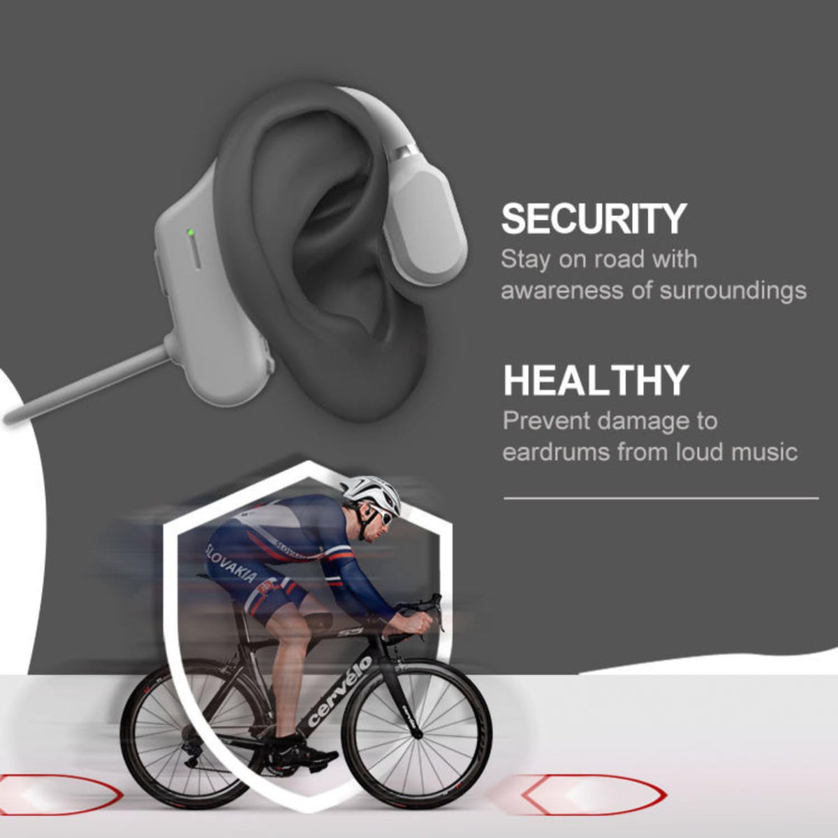 Open-Ear Bone Conduction Headphones – Bluetooth 5.0 Wireless Sports Headset with Built-in Mic, IPX5 Waterproof, Ultra-Lightweight 18g Design & 5-Hour Playtime for Running, Cycling, Driving & Workouts