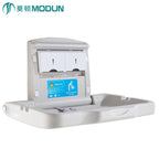 Wall Mounted Baby Changing Station Commercial Horizontal Foldable Diaper Changing Table Safety Strap Built-in Liner Dispenser HDPE Plastic Bath Table for Restrooms, Restaurants, Offices & Daycare