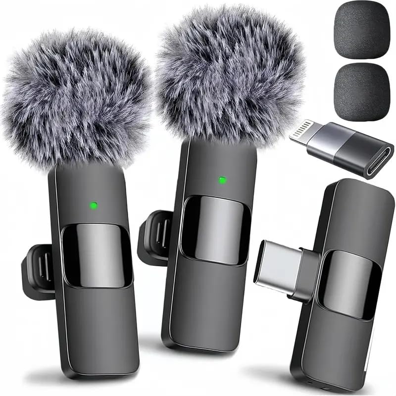 Wireless Lavalier Microphone for iPhone 15, Android & iPad - Plug-and-Play Mini Lapel Mic with Noise Canceling