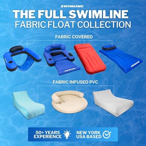 Fabric-Covered Inflatable Pool Lounger with Sling Seat, Backrest & Built-In Cup Holder for Pool, Beach & Lake