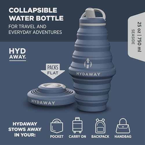 25oz Collapsible Water Bottle, Packable Leakproof for Travel