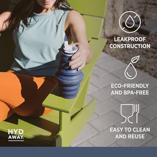 25oz Collapsible Water Bottle, Packable Leakproof for Travel