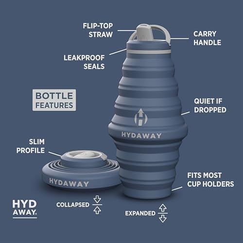 25oz Collapsible Water Bottle, Packable Leakproof for Travel