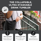 Collapsible Insulated Tumbler 16oz, Reusable Coffee Cup with Straw