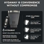 Collapsible Insulated Tumbler 16oz, Reusable Coffee Cup with Straw