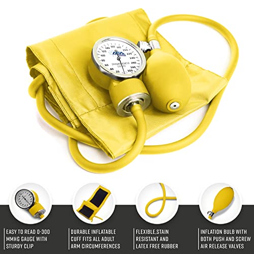 ASA TECHMED Nurse Essentials Kit with Blood Pressure Monitor, Stethoscope & Otoscope, Yellow