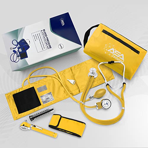 ASA TECHMED Nurse Essentials Kit with Blood Pressure Monitor, Stethoscope & Otoscope, Yellow