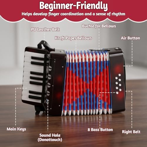 Kids Accordion with 17 Keys, Acordeones para Niños