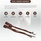 Double Camera Strap,Camera Shoulder Strap for Two Cameras,Adjustable Leather Double Camera Harness
