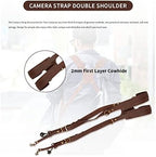 Double Camera Strap,Camera Shoulder Strap for Two Cameras,Adjustable Leather Double Camera Harness