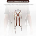 Double Camera Strap,Camera Shoulder Strap for Two Cameras,Adjustable Leather Double Camera Harness