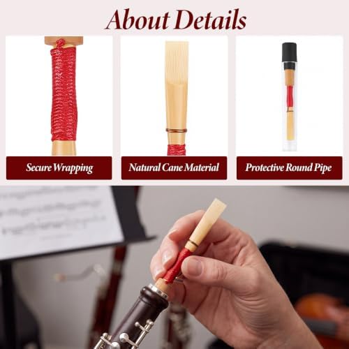5PCS Oboe Reeds Medium, Oboe with 72mm/2.83" Reed, Oboe Instrument Accessory, No Soaking Required, Oboe Reeds for Beginners, 82 x 13 x 13mm