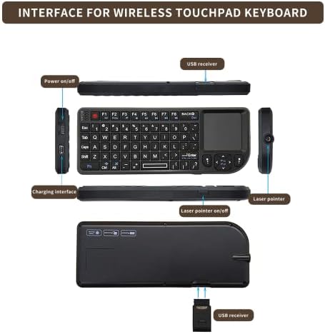 Gugxiom 2.4G Wireless Touchpad Keyboard, USB2.0 Mini Wireless Keyboard with 69 Backlight Keys, with Touch Pad, IR Indicator, Receiver and USB Cable