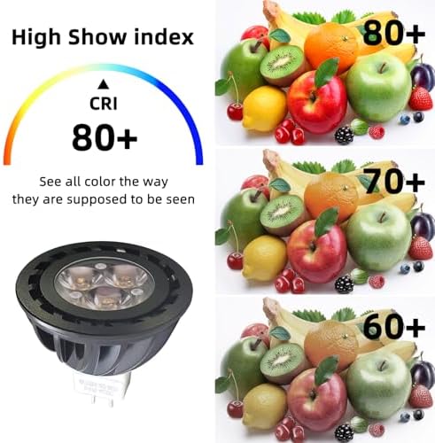 12 Pack 5W MR16 LED Bulbs, 12v 35w Halogen Replacement, GU5.3 Bi-Pin Base, Warm White 2700K, Non-Dimmable