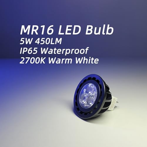 12 Pack 5W MR16 LED Bulbs, 12v 35w Halogen Replacement, GU5.3 Bi-Pin Base, Warm White 2700K, Non-Dimmable