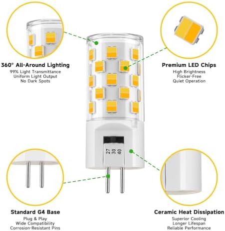 3W LED G4 Bi-pin Bulb 12V AC/DC 2700K/3000K/4000K 3CCT 270LM(6 Pack)