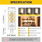 3W LED G4 Bi-pin Bulb 12V AC/DC 2700K/3000K/4000K 3CCT 270LM(6 Pack)
