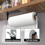 Paper Towel Holder Under Cabinet, Self-Adhesive or Drilling, Matte Black