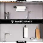 Paper Towel Holder Under Cabinet, Self-Adhesive or Drilling, Matte Black