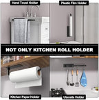 Paper Towel Holder Under Cabinet, Self-Adhesive or Drilling, Matte Black