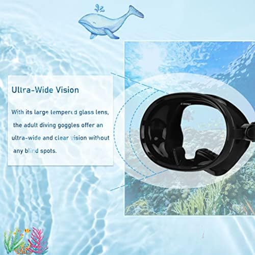 Gugxiom Diving Mask Snorkel Mask Adult Diving Goggles, Anti Fog Swim Mask Tempered Glass Snorkel Dive Mask ,Snorkeling Gear for Snorkeling Freediving Swimming Water Sports Supplies